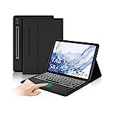 IVEOPPE Samsung Galaxy Tab S7 Fe Tastatur mit Touchpad, Tastatur Hülle für Samsung Galaxy Tab S7 FE/S7+/S8+ 12.4'', Abnehmbarer Tastatur für Galaxy Tab S7 Plus/S8 Plus mit QWERTZ Layout, Schwarz