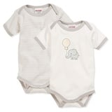 Playshoes Schnizler Unisex Kleinkind Multipack Baby-Body, Natur 1/4-Arm 2er Pack Elefant, 62/68