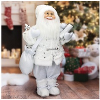 ECD Germany Weihnachtsmann Deko Figur 24x14x47 cm weiß aus Polyresin