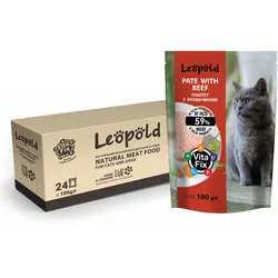Leopold Fleischpastete mit Rindfleisch für Katzen 24x100g