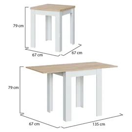 Dmora Newark 67 x 79 x 67 cm weiß/eiche