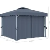 vidaXL Pavillon 3 x 3 m inkl. 4 Seitenteile Anthrazit