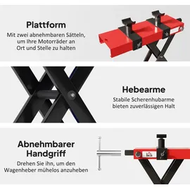 Homcom Motorradheber 500 kg belastbar Höhenverstellbar 95-400 mm