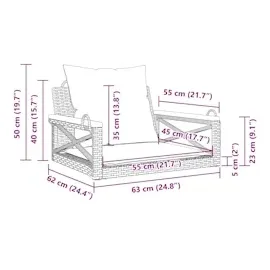 vidaXL Hängesessel mit Kissen Beige 63x62x40 cm Poly Rattan