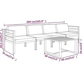 vidaXL Garten-Lounge-Set 5-tlg. anthrazit