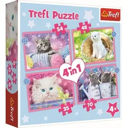 4 in 1 Puzzle 35, 48, 54, 70 Teile - Katzen