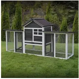 My Animal Kleintierstall XXL Hasenstall inkl. Gehege MH-31 - 2 Etagen - Wetterbeständig, Doppelstockhaus - 3 Türen - Dach mit Teerpappe - Kaninchenstall grau 181 cm x 95 cm x 60 cm