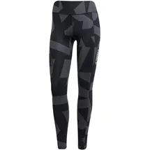 adidas Damen, Tight Terrex Multi Printed, Tights, Carbon/Black/Black/Black, 6