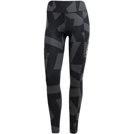 adidas Damen, Tight Terrex Multi Printed, Tights, Carbon/Black/Black/Black, 6