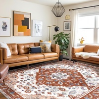 Vamcheer Teppich Wohnzimmer Teppich Vintage-Kurzflor Outdoor Teppich, Flauschig Schlafzimmer Teppich Weich Esszimmer Teppich, Waschbarer Teppiche, rutschfest Kunstwolle Teppich, 200x300 cm, Orange