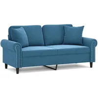 VidaXL 2-Sitzer-Sofa mit Zierkissen Blau 140 cm Samt