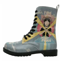 Schnürboots DOGO "Damen Zipsy Find Your Inner Peace Vegan Damen Stiefel / Female", Damen, Gr. 41, Normalschaft, blau, Lederimitat, Schuhe, Vegan