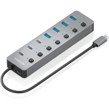 AISENS ASUC-8P044-GR USB-C, 8 Ports), USB Hub, Grau,