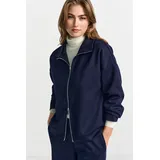 richroyal Sweatjacke RICHROYAL, Damen, Gr. L, midnight blau, Sweatware, Obermaterial: 45% Viskose, 44% Polyester, 11% Elasthan, normal, Sweatjacken Sweatjacke, Tunnelzug-Saum, Stehkragen, regular fit