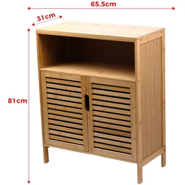 ad.con Badezimmerschrank Bambus mit 3 Ablagen 81 x 65 x 31 cm Natural
