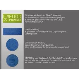 plasteo plasteo® 2 Stück 30 Liter Deckelfass lebensmittelecht FDA-Zulassung UN-Zulassung IKG Gütezeichen Kunststofffass Futtertonne Weithalstonne inkl. Lebensmittelzulassung