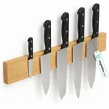 Kibun® Magnetleiste für Messer 40 cm; Extra Starker Magnet Messerhalter, edles Bambus/Walnuss Holz Messerleiste, Werkzeug Wandhalter für Küchenorganisation inkl. Montagematerial (Bambusholz)