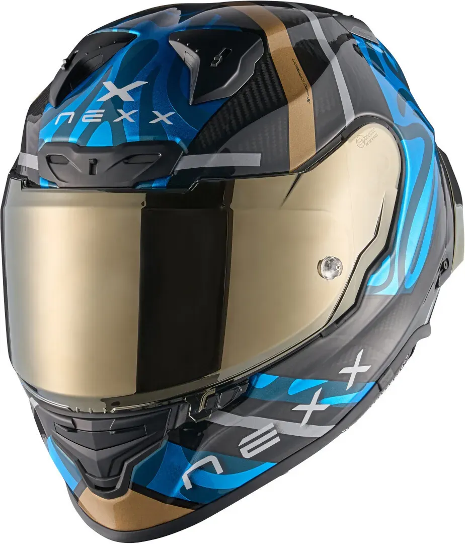 Nexx X.R3R Swirl Carbon Helm, blau, Größe XL für Männer