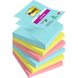Post-it Super Sticky Z-Notes Miami Haftnotizen extrastark farbsortiert, 6 Blöcke