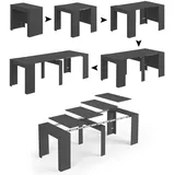 Dmora - Ausziehbarer Tisch Compton, ausziehbarer Esstisch, Tisch mit Mehrzweckverlängerungen, ausziehbar auf bis zu 10 Sitzplätze, 51/237 x 90 x 78 cm, Anthrazit,