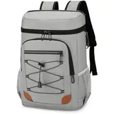 Outplea 25L Isoliert Kühlrucksack Herren Damen, 24 Dosen Auslaufsicher Picknicktasche Kühltasche, Leicht Thermotasche für Strand Reisen Camping Mittagessen, Grau