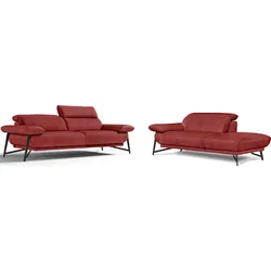 Egoitaliano Polstergarnitur »Anais, Design mit hohem Sitzkomfort für mehr Bequemlichkeit«, Set: bestehend aus Sofa und Ottomane, inkl. Kopfteilverstellung Egoitaliano marsala