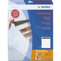 Herma 7762 Negativhüllen 35mm für Ordner, 25 Stück je 7 Kleinbild Streifen à 6 Bilder, Negativarchivierungshüllen für Kleinbildnegative mit Eurolochung und Sicherheitslasche, transparent