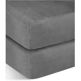 ASPERO Spannbettlaken Flanell 90 x 100 x 200 cm grau 2 St.