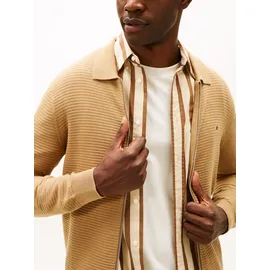 Tommy Hilfiger Cardigan SEASONAL STRUCTURE strukturiert, mit Polokragen, regular fit braun L (50)