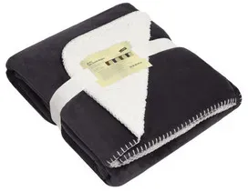 Sherpafleece Kuscheldecke JN955, anthrazit/natur