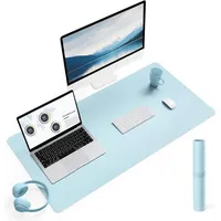LuxusKollektion Schreibtischunterlage Schreibtischunterlage Mauspad Leder Wildleder Laptop Hellblau 90*43cm blau
