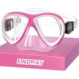 Findway Taucherbrille Kinder, Schwimmbrille Kinder für Jungen Mädchen,Schnorchelmaske Kinder 180°Panorama Verstellbares Silikonband Anti-Leck Tauchmaske Kinder für 3-14 Jahre