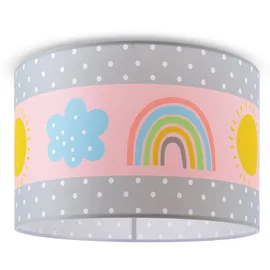Paco Home Deckenlampe Kinder Pendelleuchte Kinderzimmer Stoffschirm Rund Bunt Baby E27 Deckenleuchte - Weiß, Mehrfarbig 1 (ø45.5cm) - Paco Home