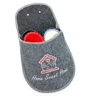 heimtexland Gästepantoffeln Filzpantoffeln Gäste Hausschuhe Hausschuh (Typ879) mit Hängetasche zur Aufbewahrung - 4 Paar Einheitsgröße grau