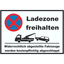Parken verboten Ladezone freihalten Schild A5 (148x210mm)