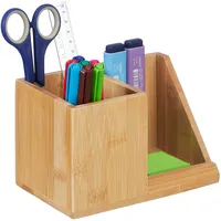 Relaxdays Schreibtisch Organizer, Bambus, 2 Fächer, für Bürobedarf &