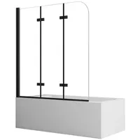 Boromal Badewannenaufsatz Badewannenfaltwand 3-teilig faltbar 130cm Duschwand für Badewanne Glas, (Klarglas /Teilsatiniert glas), Badewannenfaltwand Glaswand 6mm ESG Glas schwarz