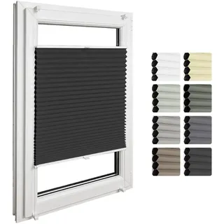 Home-Vision® Premium Doppelplissee Wabenplissee ohne Bohren mit Klemmfix (Weiß-Schwarz, B60cm x H200cm) Modern Klemmfix Blickdicht Plissee Sonnenschutz Hitzeschutz Jalousie für Fenster Thermo