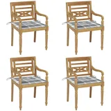 vidaXL Batavia-Stühle mit Kissen 4 Stk. Massivholz Teak