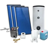 Solar-Paket für Brauchwasser 3x AMP 2.0 Flachkollektor 6,03 qm 400 Liter Solar-Brauchwasserspeicher Schrägdachmontage