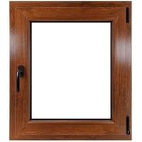 ECOPROF Kellerfenster | Langlebiges Kunststoff-Fenster | Maße 70x80 cm (700x800 mm) | Dreh-Kipp Fenster DIN Rechts | Farbe: Goldene Eiche doppelseitig | 70mm Profil