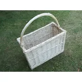 Zeitungskorb, Flaschenkorb, Einkaufskorb mit Längsgriff aus heller Weide(NICHT reinweiß)