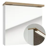 Lomadox Spiegelschrank 60 cm mit led, Hochglanz weiß lackiert