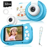 Kinderkamera, Kinder Kamera mit 2,4" Bildschirm &180°Flip-Objektiv, 1080P HD Digitalkamera Kinder mit 32GB-Karte, Geschenke für Geburtstag Weihnachten, Fotokamera Spielzeug für 3-12 Mädchen Jungen