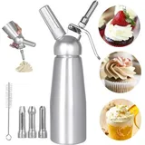 Professioneller Sahnespender (500 Ml), Küchen-sahnespender Mit 3 Edelstahl-tüllen, Aluminiumgehäuse Für Mousses Und Sahne, Gaskartusche