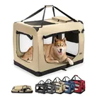 lionto Tiertransportbox stabil aus Textil, für Hunde und Katzen bis 25 kg, 101x69x70 cm, beige beige (XXXL) 101x69x70 cm | 69 cm x 69 cm x 101 cm