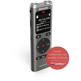 Philips DVT2075 Diktiergerät, metallisches Graphitgrau, mattes Schwarz, Silber