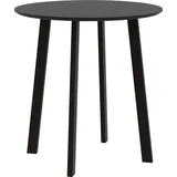 Esstisch für 2 Personen, weiße Tischplatte, Metallbeine mit Fußkappen, Ø72 x 75H cm, Schwarz - Schwarz