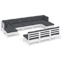 vidaXL Garten-Lounge-Set 10-tlg. weiß Kiefernholz