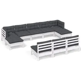 vidaXL Garten-Lounge-Set 10-tlg. weiß Kiefernholz